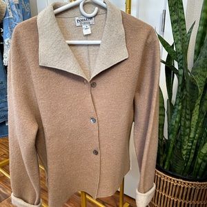 PENDLETON 100%VIRGIN WOOL CARDIGAN SWEATER BEIGE size medium